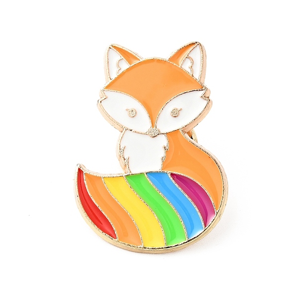 

PandaHall Colorful Animal Enamel Pin, Gold Plated Alloy Badge for Backpack Clothes, Fox Pattern, 29.5x21x1.5mm Alloy+Enamel Fox