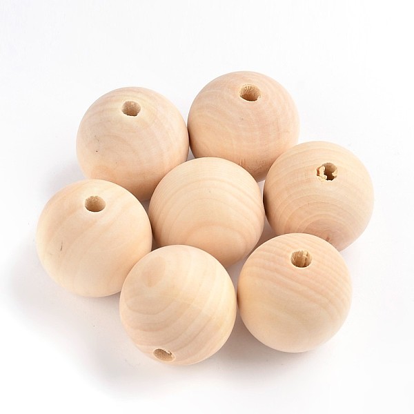 

PandaHall Round Unfinished Wood Beads, Natural Wooden Loose Beads Spacer Beads, Lead Free, Moccasin, 40x37~38mm, Hole: 7mm Schima Wood Round..., Orange
