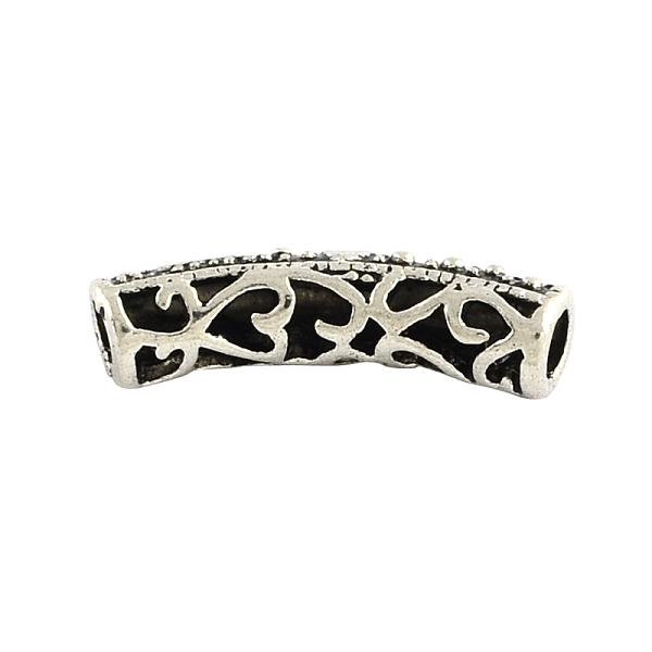 

PandaHall Tibetan Style Hollow Alloy Curved Tube Beads, Curved Tube Noodle Beads, Cadmium Free & Nickel Free & Lead Free, Antique Silver...