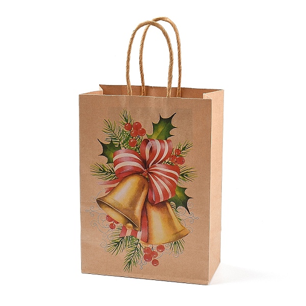 

PandaHall Christmas Theme Printed Kraft Paper Bags with Handles, Rectangle Gift Bags, Shopping Bags, Christmas Bell, 20.7x15x0.8cm Paper...