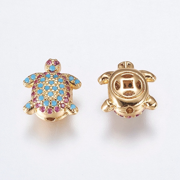 

PandaHall Brass Micro Pave Cubic Zirconia Beads, Long-Lasting Plated, Lead Free & Cadmium Free, Tortoise, Golden, 11.5x10x5mm, Hole: 1mm...