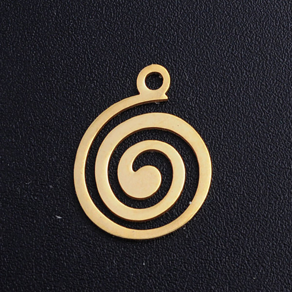 

PandaHall 201 Stainless Steel Filigree Charms, Vortex, Golden, 15x11.5x1mm, Hole: 1.5mm 201 Stainless Steel Flat Round