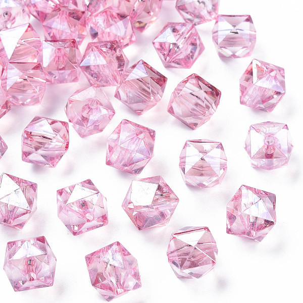 

PandaHall Transparent Acrylic Beads, Faceted, Rhombus, Flamingo, 13x14x13.5mm, Hole: 2mm, about 346pcs/500g Acrylic Rhombus Pink