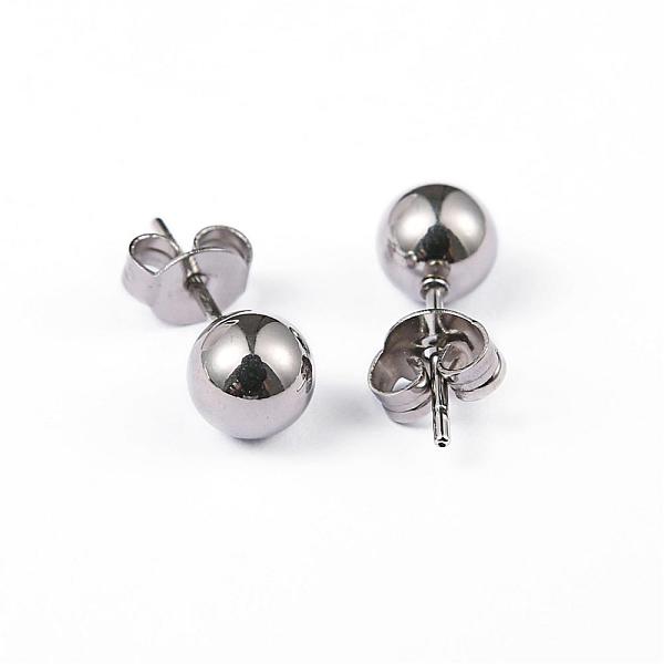 

PandaHall 304 Stainless Steel Ball Stud Earrings, Hypoallergenic Earrings, Stainless Steel Color, 16x6mm, Pin: 0.8mm, 10pairs/board 304...