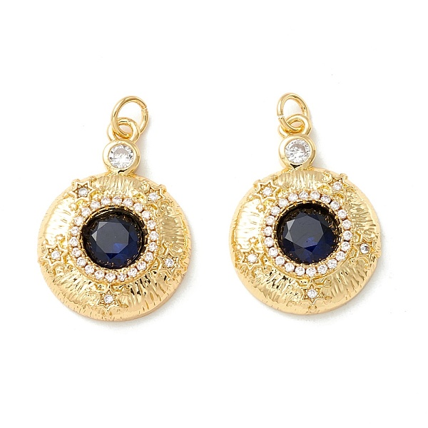 

PandaHall Rack Plating Brass Micro Pave Clear & Midnight Blue Cubic Zirconia Pendants, Cadmium Free & Nickel Free & Lead Free, Flat Round...