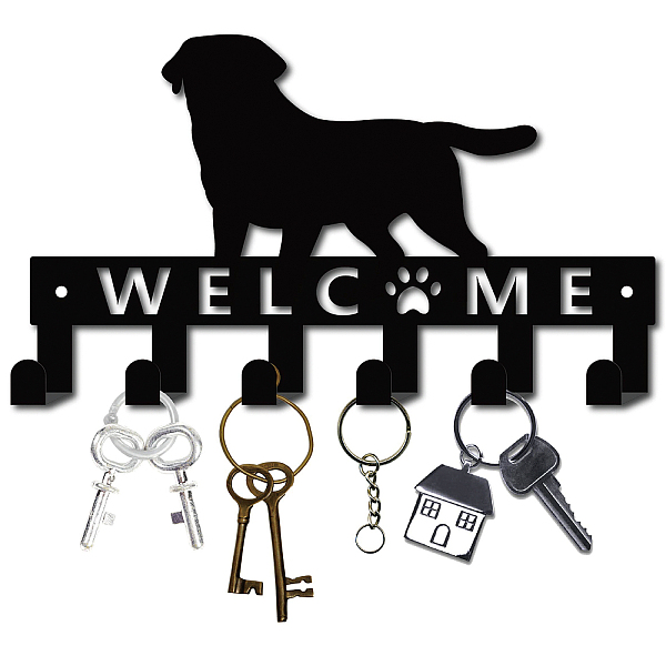 

PandaHall Iron Wall Mounted Hook Hangers, Decorative Organizer Rack with 6 Hooks, for Bag Clothes Key Scarf Hanging Holder, Dog with Word...