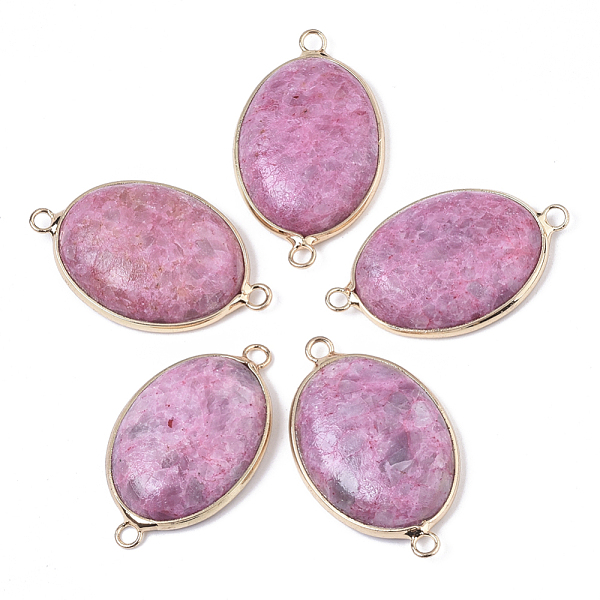

PandaHall Natural Dyed White Jade Links connectors, with Golden Plated Brass Loops, Oval, Old Rose, 38~40x23~24x7~8mm, Hole: 2.5mm White...