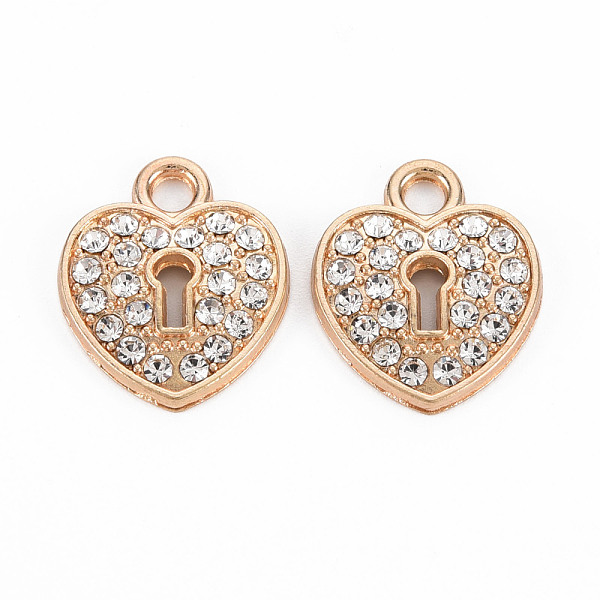 

PandaHall Alloy Pendants, with Crystal Rhinestone, Heart, Light Gold, 18x15x2.5mm, Hole: 2.5mm Alloy+Rhinestone Heart Clear