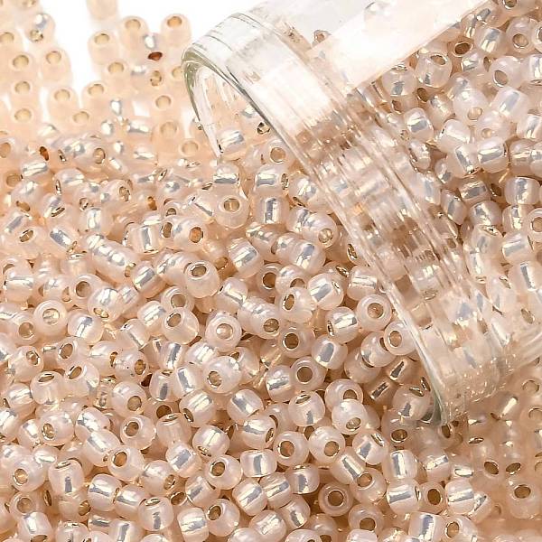 

PandaHall TOHO Round Seed Beads, Japanese Seed Beads, (2126) Silver Lined Light Peach Opal, 11/0, 2.2mm, Hole: 0.8mm, about 1103pcs/10g..., Orange