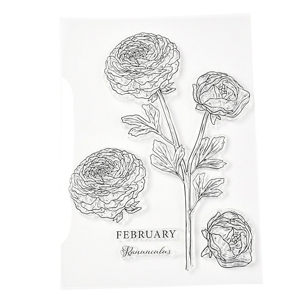 

PandaHall Silicone Clear Stamps, for Card Making Decoration DIY Scrapbooking, Flower Pattern, 20.5x14.5x0.3cm Silicone Flower