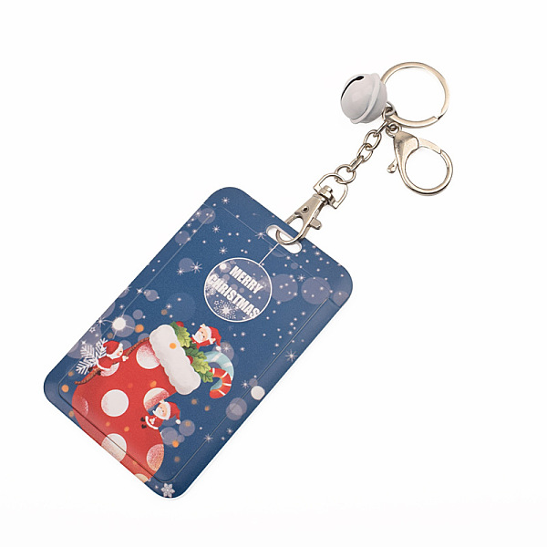 

PandaHall Christmas Themed Plastic Keychain Card Sleeve, with Keychain Clasp and Bell, for Bus Pass Work Badge Card Holders, Christmas...