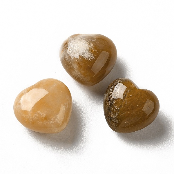 

PandaHall Natural Yellow Chalcedony Heart Love Stone, Pocket Palm Stone for Reiki Balancing, 18.5~20x19.5~21x12~13mm Chalcedony Heart