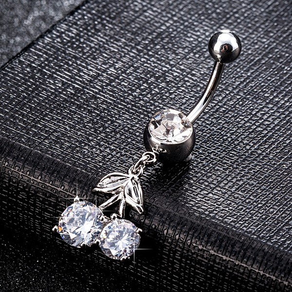 

PandaHall Piercing Jewelry, Brass Cubic Zirconia Navel Ring, Belly Rings, with Surgical Stainless Steel Bar, Cadmium Free & Lead Free..., Clear