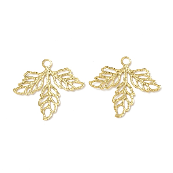 

PandaHall Rack Plating Brass Pendants, Long-Lasting Plated, Cadmium Free & Nickel Free & Lead Free, Leaf, Real 18K Gold Plated, 23x25.5x1mm...