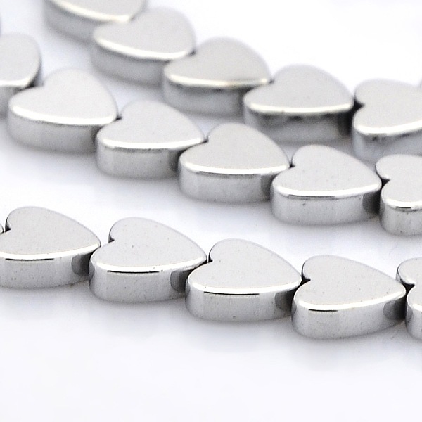 

PandaHall Non-magnetic Synthetic Hematite Heart Beads Strands, Silver Plated, 6x6mm, Hole: 1mm, about 75pcs/strand, 17.7 inch Non-magnetic...