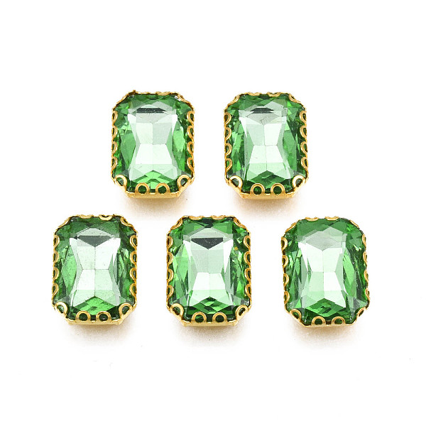 

PandaHall Sew on Rhinestone, Transparent Glass Rhinestones, with Iron Prong Settings, Faceted, Rectangle, Dark Sea Green, 15x11x5.5mm, Hole...