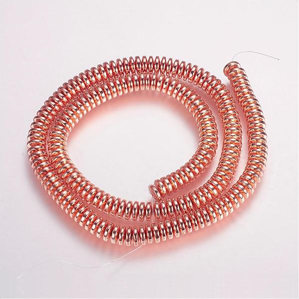 

PandaHall Electroplate Non-magnetic Synthetic Hematite Beads Strands, Grade AA, Heishi Beads, Flat Round/Disc, Rose Gold Plated, 6~6.5x2mm...