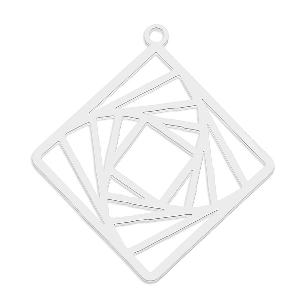 

PandaHall 201 Stainless Steel Pendants, Laser Cut, Rhombus, Stainless Steel Color, 30x28x1mm, Hole: 1.6mm, Side Length: 20.5mm 201 Stainless...