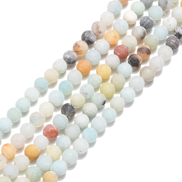 

PandaHall Natural Flower Amazonite Beads Strands, Frosted, Round, 4mm, Hole: 0.8mm, about 90pcs/strand, 14.96''(38cm) Flower Amazonite Round