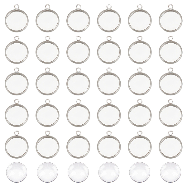 

PandaHall Unicraftale DIY Half Round Pendants Making Kits, Including 304 Stainless Steel Pendant Cabochon Settings and Transparent Glass..., Clear