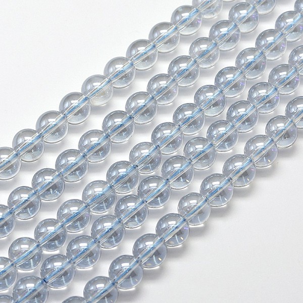 

PandaHall Electroplated Synthetic Quartz Bead Strands, Round, AB Color Plated, Alice Blue, 8mm, Hole: 1mm, about 50pcs/strand, 15.7 inch...