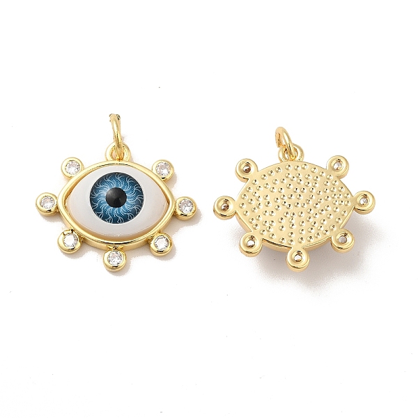 

PandaHall Brass Micro Pave Clear Cubic Zirconia Pendants, with Resin, Real 18K Gold Plated, Evil Eye Charms, Sky Blue, 17.5x20.5x6mm, Jump...