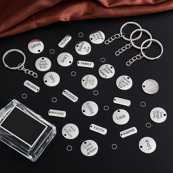 

PandaHall 18 Styles Word Charms, 80pcs Engraved Motivational Charms Hope Pendants Love Charms Good Luck Pendants Inspiartional Beads for...