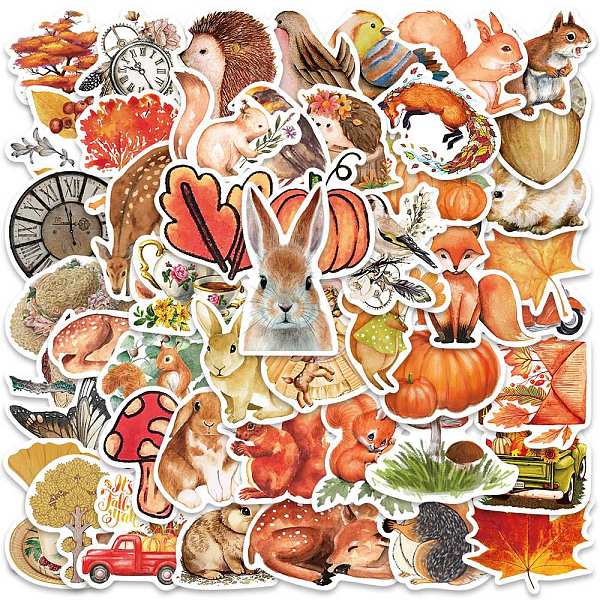 

PandaHall Autumn PVC Self-adhesive Cartoon Stickers, Waterproof Forest Animal Decals for Suitcase, Skateboard, Refrigerator, Helmet, Mobile...