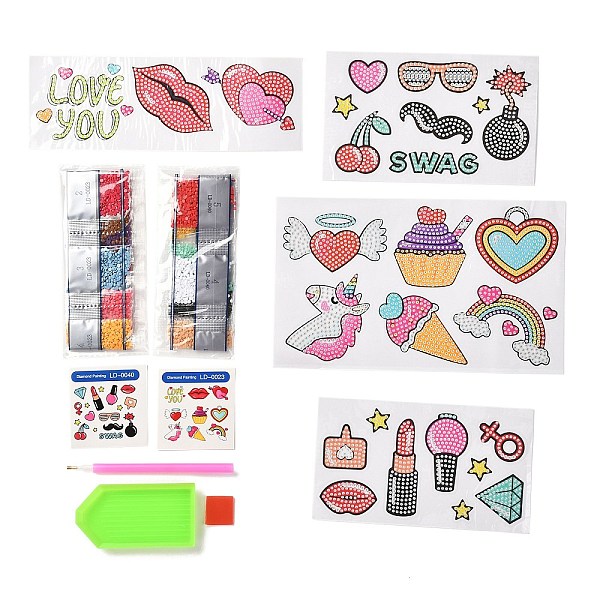 

PandaHall DIY Diamond Painting Stickers Kits For Kids, with Diamond Painting Stickers, Rhinestones, Diamond Sticky Pen, Tray Plate and Glue..., Multicolor