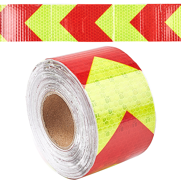 Image of GORGECRAFT 2" X 33ft Reflective Hazard Warning Tape Red Yellow High Intensity Waterproof Reflector Safety Tape Marking Tape for Trailer...