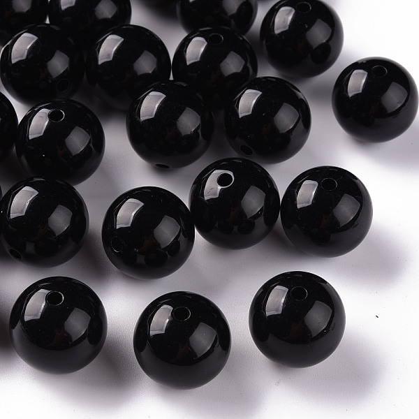 

PandaHall Opaque Acrylic Beads, Round, Black, 20x19mm, Hole: 3mm, about 111pcs/500g Acrylic Round Black