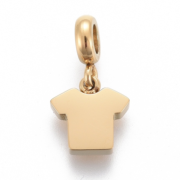 

PandaHall Ion Plating(IP) 304 Stainless Steel Charms, with Tube Bails, Manual Polishing, T-shirt, Golden, 13mm, Pendant: 7.3x7x1.8mm, Hole...