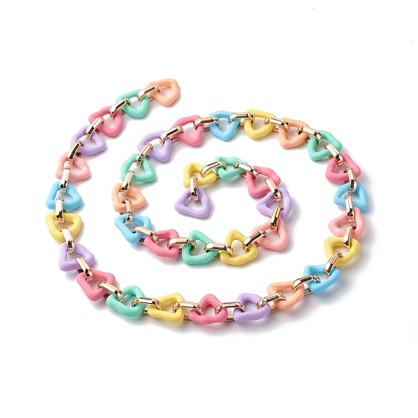 

PandaHall Handmade Acrylic & CCB Plastic Link Chains, Rubberized Style, Triangle, Colorful, 18.5x11.5x4.5mm and 23x23x6mm, 39.37 inch...