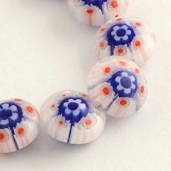 

PandaHall Handmade Millefiori Glass Beads Strands, Flat Round, Medium Blue, 8x3mm, Hole: 1mm, about 50pcs/strand, 14.1 inch Millefiori...