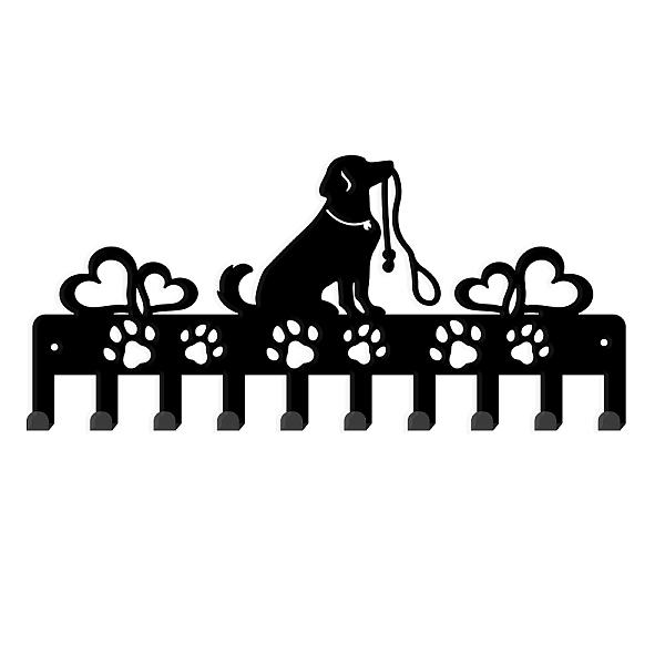 

PandaHall SUPERDANT Pet Dog Key Holder Dog Footrint Metal Hook Decorative 10 Hook Key Organizer Heart Shape Wall Mounted Entryway Key Belt..., Black