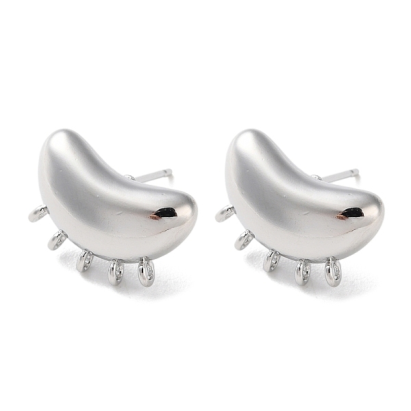 

PandaHall Brass Stud Earring Findings, with Loop, Platinum, 11x16x4mm, Hole: 1.2mm, Pin: 0.5mm Brass