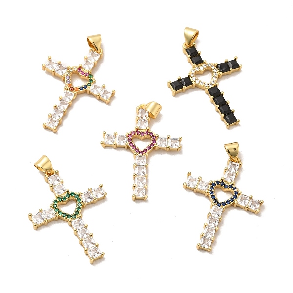 

PandaHall Rack Plating Brass Micro Pave Cubic Zirconia Pendants, Long-Lasting Plated, Lead Free & Cadmium Free,Cross Charm, Real 18K Gold..., Multicolor