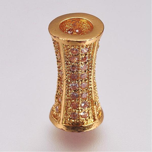 

PandaHall Brass Micro Pave Cubic Zirconia Beads, Tube, Golden, 12x6mm, Hole: 3mm Brass+Cubic Zirconia Tube