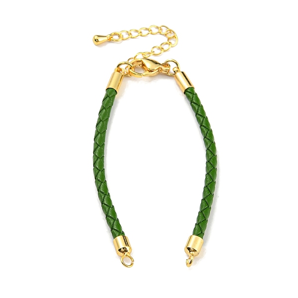 

PandaHall Leather Braided Cord Link Bracelets, Fit for Connector Charms, with Long-Lasting Plated Rack Plating Colden Tone Brass Lobster..., Green