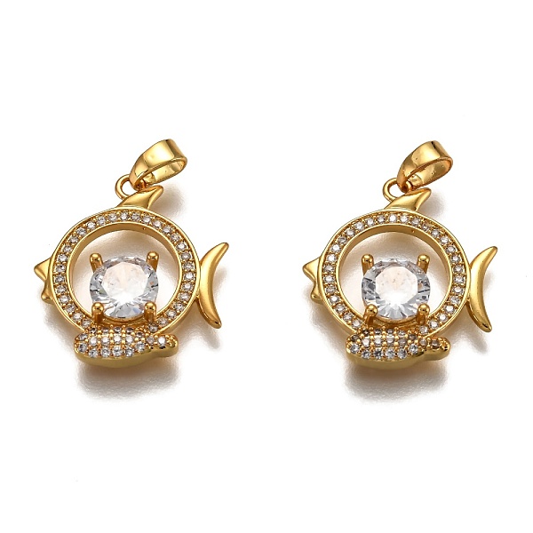 

PandaHall Brass Clear Cubic Zirconia Constellation Charms, Long-Lasting Plated, with Jump Ring, Real 18K Gold Plated, Pisces, 21x19x4mm...