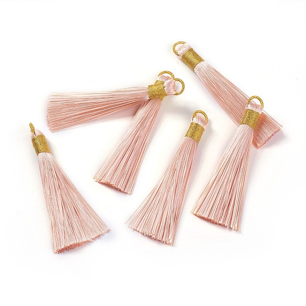 

PandaHall Nylon Tassel Big Pendants, with Iron Findings, Golden, Pink, 80x8.5mm, Hole: 5x6.5mm Nylon Pink