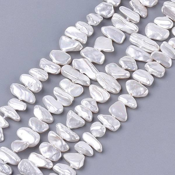 

PandaHall Electroplate Shell Pearl Beads Strands, Chip, Creamy White, 6~13x10~36x3~7mm, Hole: 1mm, about 38~42pcs/strand, 13.7 inch Shell...