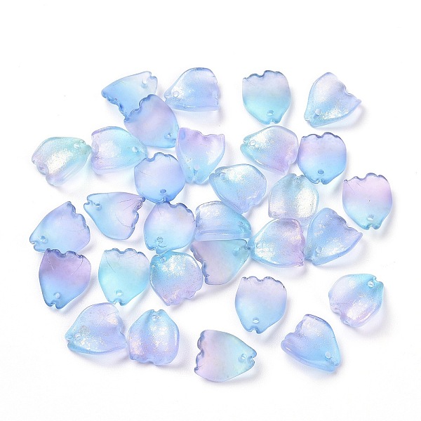 

PandaHall Glass Charms, with Gold Foil, Frosted, Dyed & Heated, Petal, Deep Sky Blue, 13x11x4mm, Hole: 1mm Glass Petaline Blue