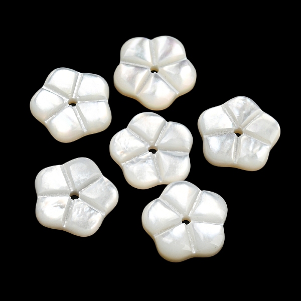 

PandaHall Natural White Shell Beads, Flower, WhiteSmoke, 10x10.5x2.5mm, Hole: 1mm White Shell Flower White