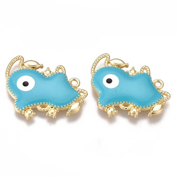 

PandaHall Alloy Enamel Pendants, Cadmium Free & Nickel Free & Lead Free, Cow, Light Gold, Deep Sky Blue, 25x27x2.5mm, Hole: 1.8mm...