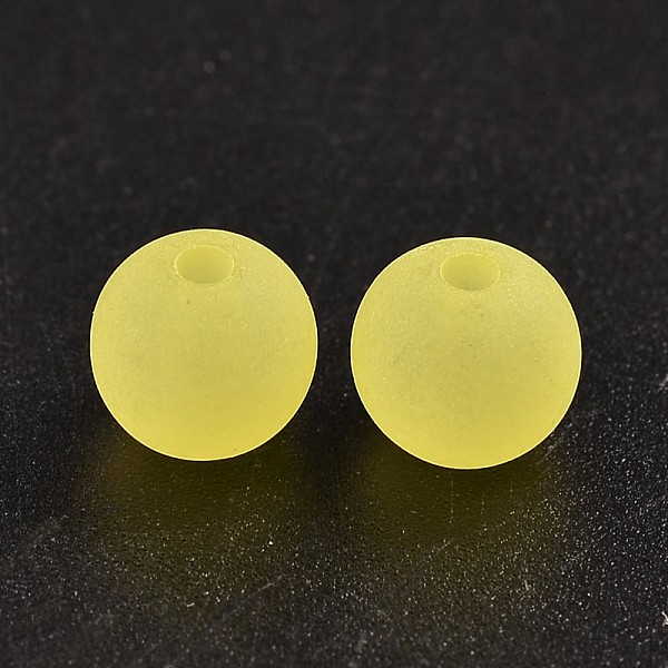 

PandaHall Transparent Acrylic Ball Beads, Frosted Style, Round, Yellow, 8mm, Hole: 2mm, about 1892pcs/500g Acrylic Round Yellow
