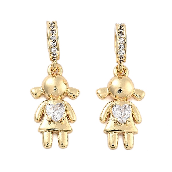 

PandaHall Brass Pave Clear Cubic Zirconia European Dangle Charm, Girl Large Hole Pendants, Golden, 19x10.5x4mm, Hole: 4mm Brass+Cubic...