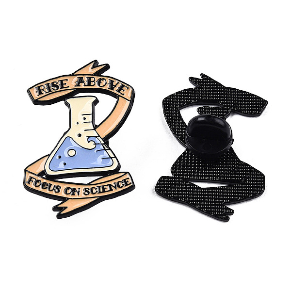 

PandaHall Chemistry Bottle with Word Rise Above Focus On Science Enamel Pin, Electrophoresis Black Plated Alloy Badge for Backpack Clothes...
