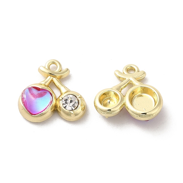 

PandaHall Alloy Pendant, with Glass, Light Gold, Lead Free & Cadmium Free, Cherry Charm, Purple, 14x15x5mm, Hole: 1.5mm Alloy+Glass Cherry...