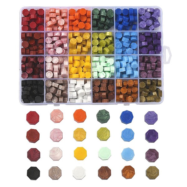 

PandaHall Sealing Wax Particles, for Retro Seal Stamp, Octagon, Mixed Color, 9mm, 24 colors, 25pcs/color, 600pcs/box Wax None Multicolor